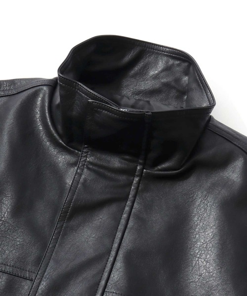 Lazar（ラザル）の「Vintage Design Synthetic Leather Blouson/オーバーサイズ ヴィンテージデザイン 合皮ブルゾン/フェイクレザージャケット/レディース メンズ（ブルゾン・メンズ・ブラック系その他/ブラウン系その他/ブラック・L/M/S）」の16枚目の写真