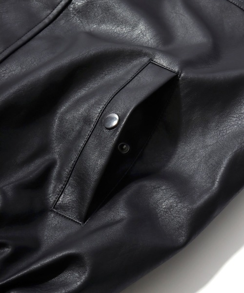 Lazar（ラザル）の「Vintage Design Synthetic Leather Blouson/オーバーサイズ ヴィンテージデザイン 合皮ブルゾン/フェイクレザージャケット/レディース メンズ（ブルゾン・メンズ・ブラック系その他/ブラウン系その他/ブラック・L/M/S）」の22枚目の写真