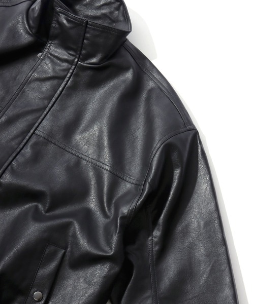 Lazar（ラザル）の「Vintage Design Synthetic Leather Blouson/オーバーサイズ ヴィンテージデザイン 合皮ブルゾン/フェイクレザージャケット/レディース メンズ（ブルゾン・メンズ・ブラック系その他/ブラウン系その他/ブラック・L/M/S）」の20枚目の写真