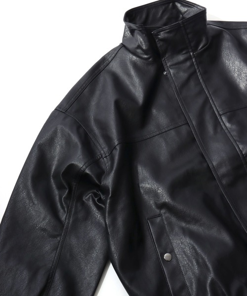 Lazar（ラザル）の「Vintage Design Synthetic Leather Blouson/オーバーサイズ ヴィンテージデザイン 合皮ブルゾン/フェイクレザージャケット/レディース メンズ（ブルゾン・メンズ・ブラック系その他/ブラウン系その他/ブラック・L/M/S）」の19枚目の写真