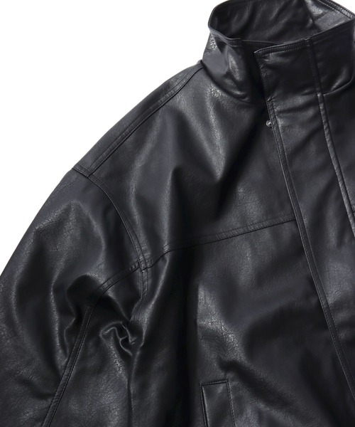 Lazar（ラザル）の「Vintage Design Synthetic Leather Blouson/オーバーサイズ ヴィンテージデザイン 合皮ブルゾン/フェイクレザージャケット/レディース メンズ（ブルゾン・メンズ・ブラック系その他/ブラウン系その他/ブラック・L/M/S）」の18枚目の写真