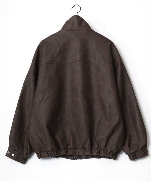 Lazar（ラザル）の「Vintage Design Synthetic Leather Blouson/オーバーサイズ ヴィンテージデザイン 合皮ブルゾン/フェイクレザージャケット/レディース メンズ（ブルゾン・メンズ・ブラック系その他/ブラウン系その他/ブラック・L/M/S）」の15枚目の写真