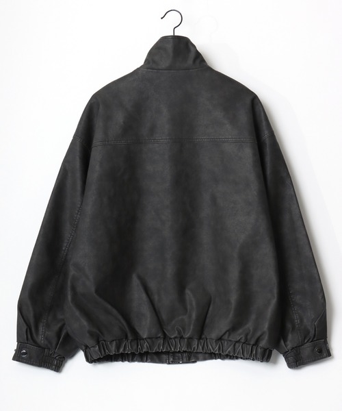 Lazar（ラザル）の「Vintage Design Synthetic Leather Blouson/オーバーサイズ ヴィンテージデザイン 合皮ブルゾン/フェイクレザージャケット/レディース メンズ（ブルゾン・メンズ・ブラック系その他/ブラウン系その他/ブラック・L/M/S）」の13枚目の写真