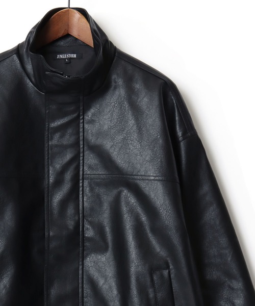 Lazar（ラザル）の「Vintage Design Synthetic Leather Blouson/オーバーサイズ ヴィンテージデザイン 合皮ブルゾン/フェイクレザージャケット/レディース メンズ（ブルゾン・メンズ・ブラック系その他/ブラウン系その他/ブラック・L/M/S）」の7枚目の写真