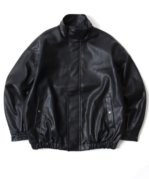 Lazar（ラザル）の「Vintage Design Synthetic Leather Blouson/オーバーサイズ ヴィンテージデザイン 合皮ブルゾン/フェイクレザージャケット/レディース メンズ（ブルゾン・メンズ・ブラック系その他/ブラウン系その他/ブラック・L/M/S）」の4枚目の写真
