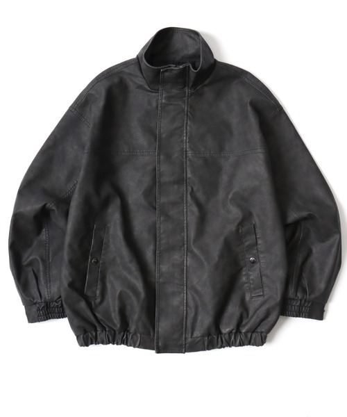 Lazar（ラザル）の「Vintage Design Synthetic Leather Blouson/オーバーサイズ ヴィンテージデザイン 合皮ブルゾン/フェイクレザージャケット/レディース メンズ（ブルゾン・メンズ・ブラック系その他/ブラウン系その他/ブラック・L/M/S）」の5枚目の写真