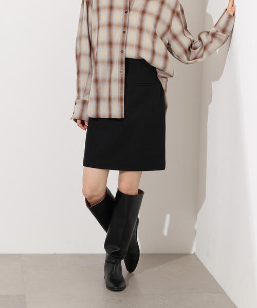 N.（N. Natural Beauty Basic）（エヌエヌナチュラルビューティーベーシック）の「フラノミニスカート（スカート・レディース・チャコールグレー/ブラック/ブラウン・MEDIUM）」の7枚目の写真