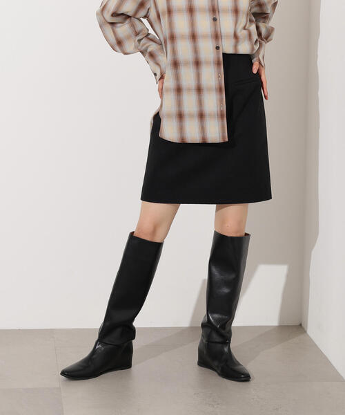 N.（N. Natural Beauty Basic）（エヌエヌナチュラルビューティーベーシック）の「フラノミニスカート（スカート・レディース・チャコールグレー/ブラック/ブラウン・MEDIUM）」の9枚目の写真