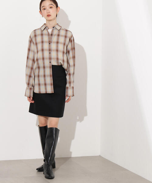 N.（N. Natural Beauty Basic）（エヌエヌナチュラルビューティーベーシック）の「フラノミニスカート（スカート・レディース・チャコールグレー/ブラック/ブラウン・MEDIUM）」の10枚目の写真