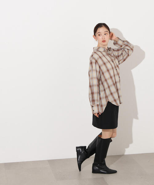 N.（N. Natural Beauty Basic）（エヌエヌナチュラルビューティーベーシック）の「フラノミニスカート（スカート・レディース・チャコールグレー/ブラック/ブラウン・MEDIUM）」の12枚目の写真