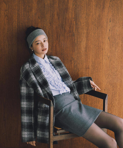 N.（N. Natural Beauty Basic）（エヌエヌナチュラルビューティーベーシック）の「フラノミニスカート（スカート・レディース・チャコールグレー/ブラック/ブラウン・MEDIUM）」の14枚目の写真