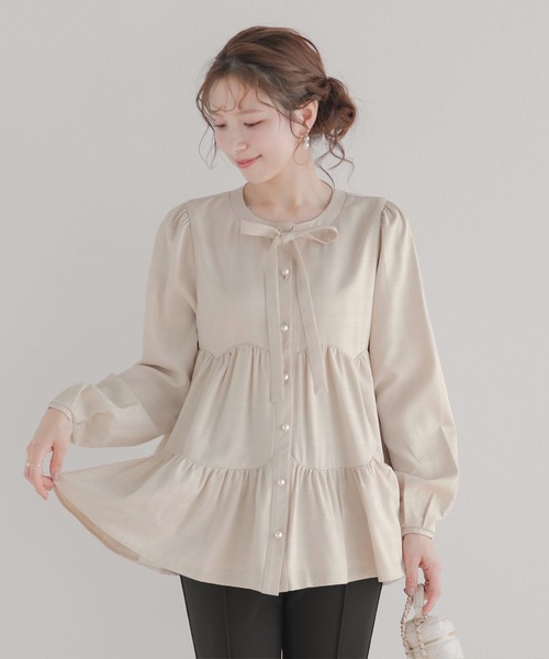 セール】グレンチェックティアードブラウス（シャツ/ブラウス）｜Fit 
