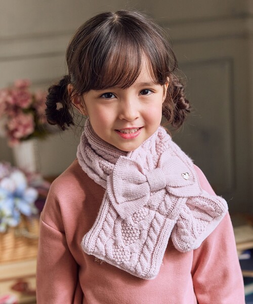 ANY（エニィ）の「ケーブルニットマフラー（マフラー・キッズ・ライラック系/ピンク系・F）」の4枚目の写真