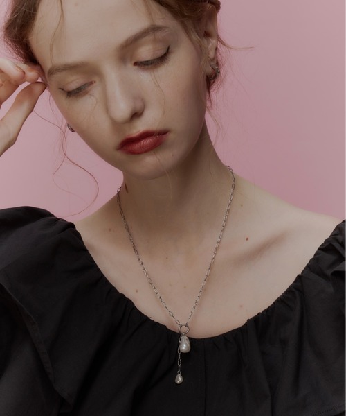 Su1.（スイ）の「【Su1.】【金属アレルギー対応】【ステンレス】ケーブルチェーンパールネックレス（ネックレス・レディース・シルバー/ゴールド・FREE）」の3枚目の写真