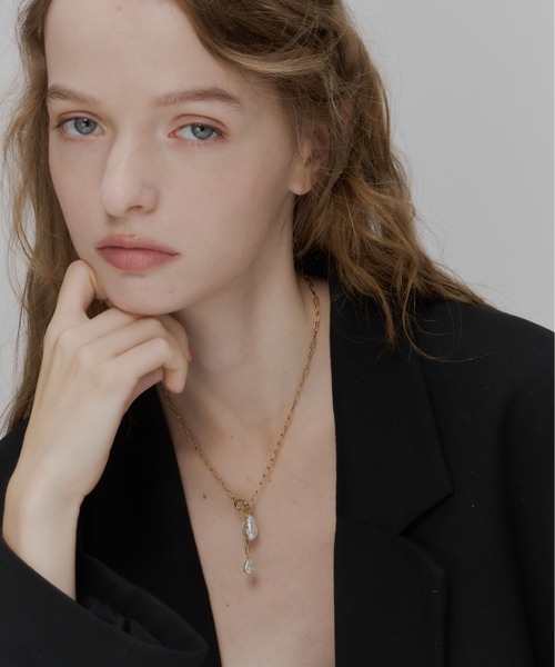 Su1.（スイ）の「【Su1.】【金属アレルギー対応】【ステンレス】ケーブルチェーンパールネックレス（ネックレス・レディース・シルバー/ゴールド・FREE）」の5枚目の写真