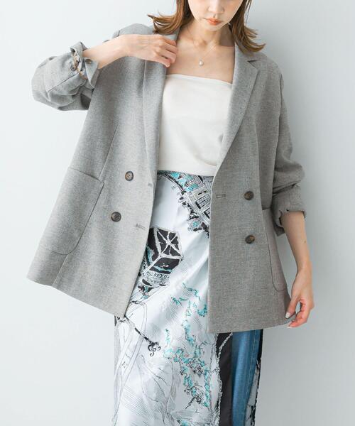 URBAN RESEARCH ROSSO WOMEN（アーバンリサーチ　ロッソ）の「ツイードテーラードダブルジャケット（その他アウター・レディース・ベージュ/ブラック・36/38）」の2枚目の写真