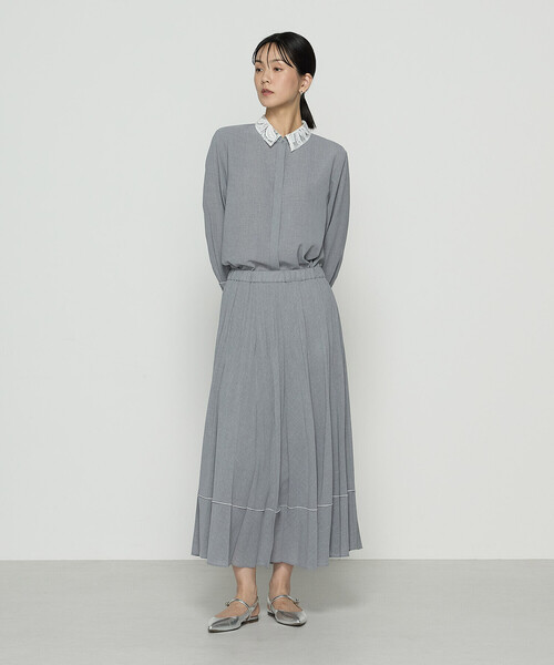 COMME CA（コムサ）の「ドライシャンブレー プリーツスカート（スカート・レディース・ネイビー/トップグレー・11号/9号）」の3枚目の写真