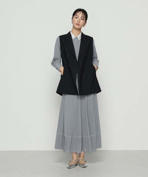 COMME CA（コムサ）の「ドライシャンブレー プリーツスカート（スカート・レディース・ネイビー/トップグレー・11号/9号）」の4枚目の写真