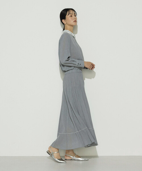 COMME CA（コムサ）の「ドライシャンブレー プリーツスカート（スカート・レディース・ネイビー/トップグレー・11号/9号）」の5枚目の写真