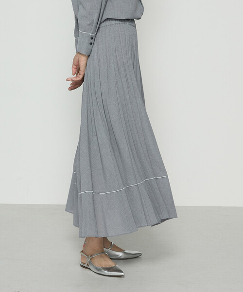 COMME CA（コムサ）の「ドライシャンブレー プリーツスカート（スカート・レディース・ネイビー/トップグレー・11号/9号）」の6枚目の写真