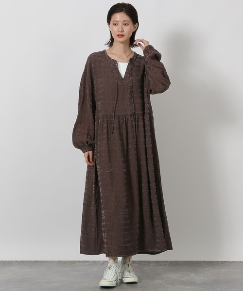 セール】モールストライプカフタンワンピース / 598274（ワンピース