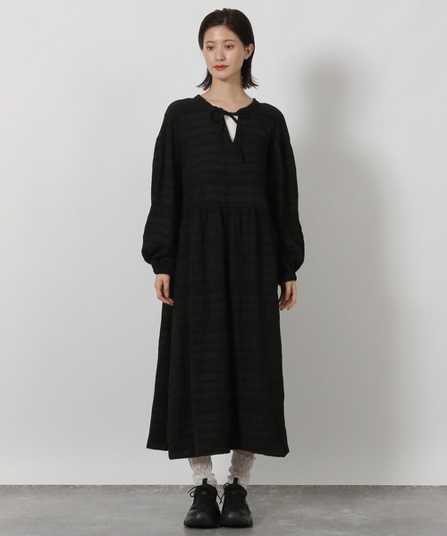 LAKOLE(ラコレ)の「モールストライプカフタンワンピース / 598274(ワンピース・レディース・ダークブラウン/アイボリー/ブラック・FREE)」の8枚目の写真