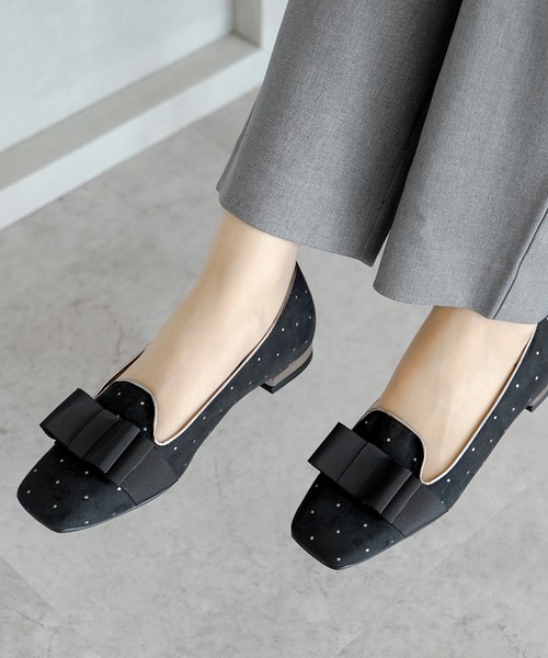 chocolates(チョコラテス)の「晴雨兼用 グログランリボン オペラパンプス【日本製】(パンプス・レディース・ブラック/チェック/ダークブラウン・24.5cm/25.0cm/22.0cm/22.5cm/23.0cm/23.5cm/24.0cm)」の1枚目の写真