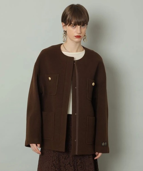 ノーカラーポケットコート（ダウンジャケット/コート）｜CADUNE