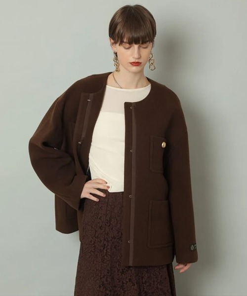 ノーカラーポケットコート（ダウンジャケット/コート）｜CADUNE