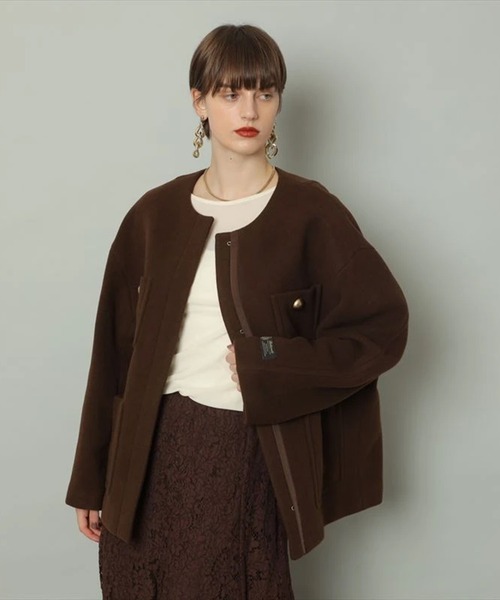 ノーカラーポケットコート（ダウンジャケット/コート）｜CADUNE