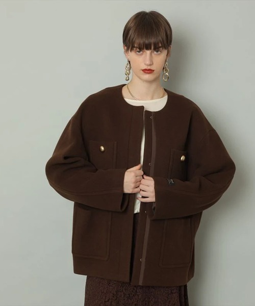 ノーカラーポケットコート（ダウンジャケット/コート）｜CADUNE