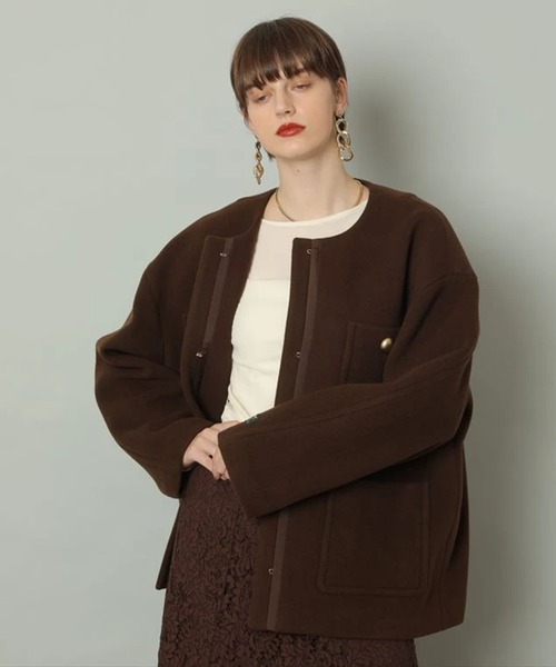 ノーカラーポケットコート（ダウンジャケット/コート）｜CADUNE