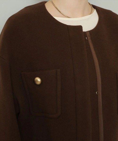 ノーカラーポケットコート（ダウンジャケット/コート）｜CADUNE