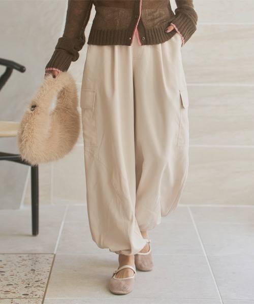 KOBE LETTUCE（コウベレタス）の「カーゴカーブパンツ（カーゴパンツ・レディース・アイボリー系/グレー/カーキ/ブラック・M/PM）」の3枚目の写真