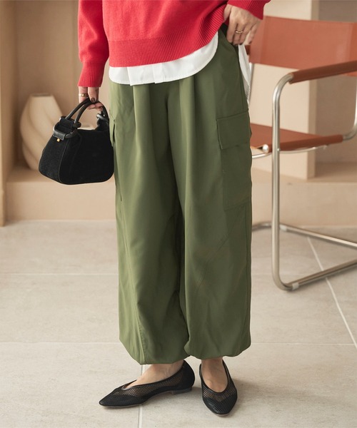 KOBE LETTUCE（コウベレタス）の「カーゴカーブパンツ（カーゴパンツ・レディース・アイボリー系/グレー/カーキ/ブラック・M/PM）」の4枚目の写真