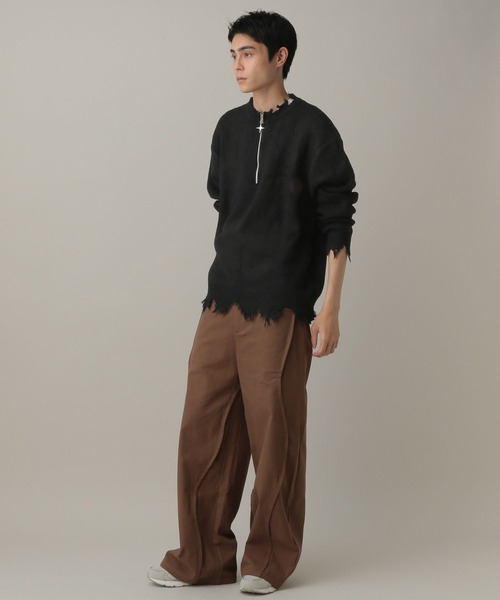 LAND MUSEUM(ランドミュージアム)の「LAND MUSEUM/クロスダメージニット(ニット/セーター・メンズ・ブラック/グレー・LARGE/MEDIUM)」の18枚目の写真