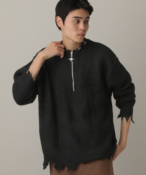 LAND MUSEUM(ランドミュージアム)の「LAND MUSEUM/クロスダメージニット(ニット/セーター・メンズ・ブラック/グレー・LARGE/MEDIUM)」の20枚目の写真