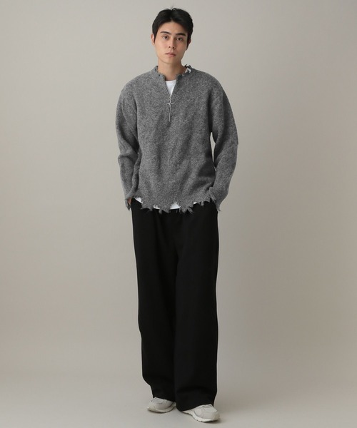 LAND MUSEUM(ランドミュージアム)の「LAND MUSEUM/クロスダメージニット(ニット/セーター・メンズ・ブラック/グレー・LARGE/MEDIUM)」の3枚目の写真