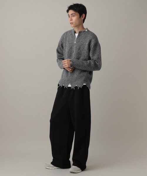 LAND MUSEUM(ランドミュージアム)の「LAND MUSEUM/クロスダメージニット(ニット/セーター・メンズ・ブラック/グレー・LARGE/MEDIUM)」の5枚目の写真