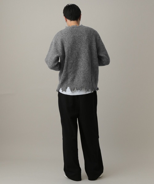 LAND MUSEUM(ランドミュージアム)の「LAND MUSEUM/クロスダメージニット(ニット/セーター・メンズ・ブラック/グレー・LARGE/MEDIUM)」の6枚目の写真