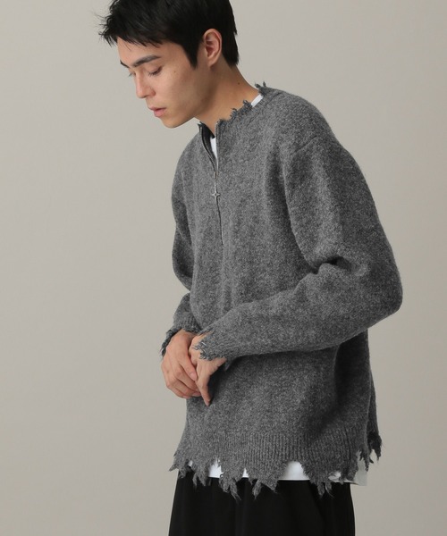 LAND MUSEUM(ランドミュージアム)の「LAND MUSEUM/クロスダメージニット(ニット/セーター・メンズ・ブラック/グレー・LARGE/MEDIUM)」の8枚目の写真