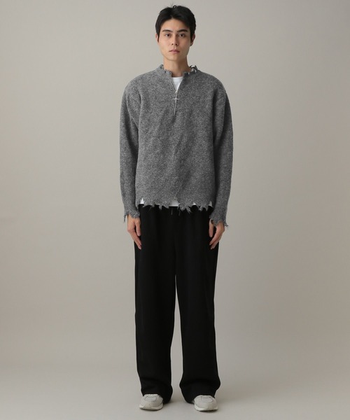 LAND MUSEUM(ランドミュージアム)の「LAND MUSEUM/クロスダメージニット(ニット/セーター・メンズ・ブラック/グレー・LARGE/MEDIUM)」の9枚目の写真