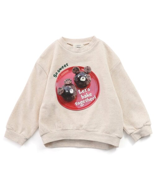 Seraph（セラフ）の「【ジュニア対応】おいしい転写トレーナー（スウェット・キッズ・ブラウン/グリーン/アイボリー・80/90/100/110/120/130/140）」の2枚目の写真