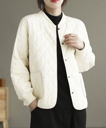 ノーカラーキルティングジャケット