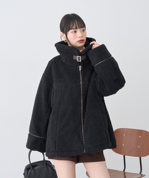 earth music&ecology(アースミュージックアンドエコロジー)の「【2025AW】ボアZIPブルゾン(ムートンコート・レディース・ブラウン/アイボリー/ブラック・FREE)」の4枚目の写真