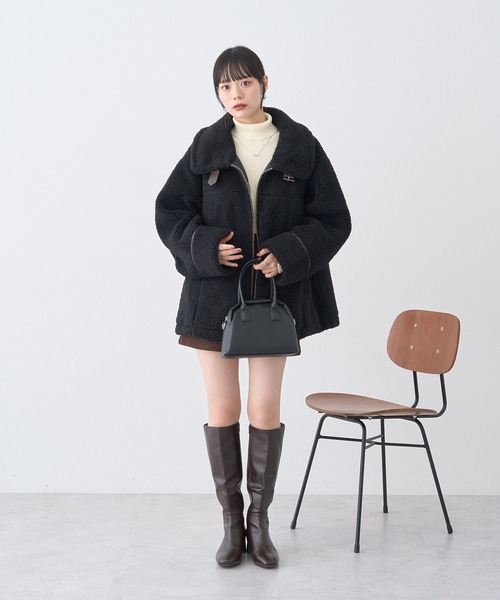 earth music&ecology(アースミュージックアンドエコロジー)の「【2025AW】ボアZIPブルゾン(ムートンコート・レディース・ブラウン/アイボリー/ブラック・FREE)」の5枚目の写真