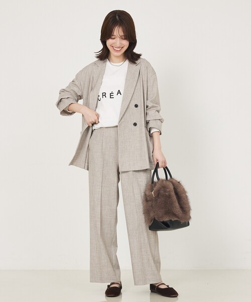 abahouse mavie（アバハウスマヴィ）の「【セットアップ対応】TRストレッチタックセミワイドパンツ（その他パンツ・レディース・ブラック/ベージュ・36/38/40）」の4枚目の写真