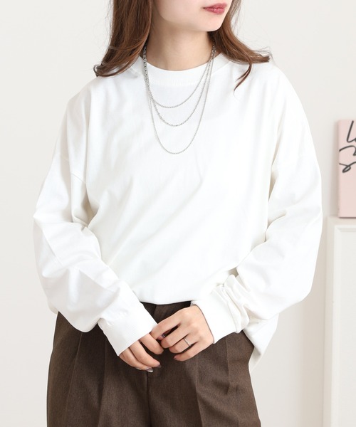 myke(ミーカ)の「myke 後ろヘンリ―ラウンドヘムロンT(Tシャツ/カットソー・レディース・カーキ/ブラック/オフホワイト・M)」の1枚目の写真