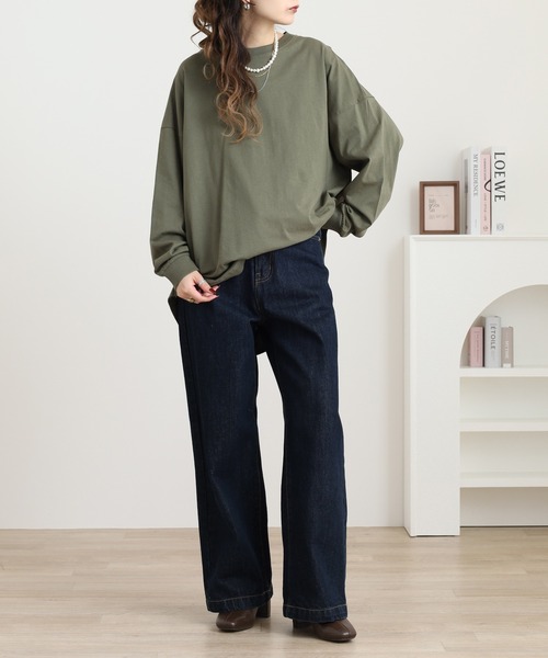myke(ミーカ)の「myke 後ろヘンリ―ラウンドヘムロンT(Tシャツ/カットソー・レディース・カーキ/ブラック/オフホワイト・M)」の10枚目の写真