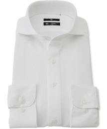 SUIT SELECT（スーツセレクト）の「【スーパーノンアイロン・ストレッチ・速乾】【長袖】【BLACK LINE】ホリゾンタルワイドワイシャツ/ホワイト×ドビー/「4S」（ビジネスシャツ）」